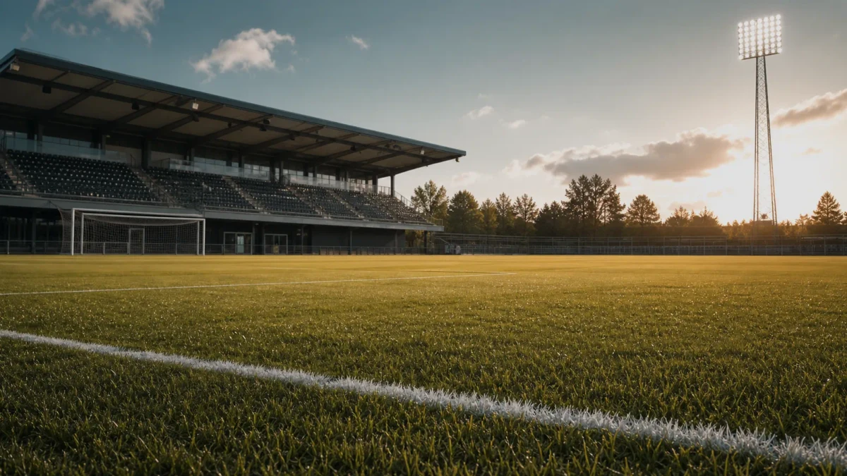Fotbollsarena inför matchdag